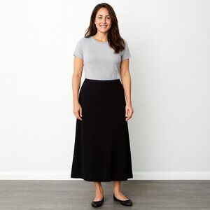 Vintage Parisian Signature Black Gored Maxi Skirt Size 12 | Fully Lined Classic